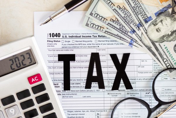 Tax blocks on a calculator, depicting tax calculations